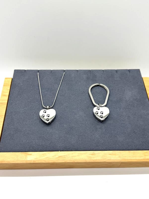 Black Paws in Heart Necklace/Keychain