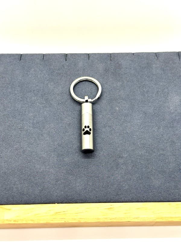 Sleek Cylinder Keychain w/ Paw Print